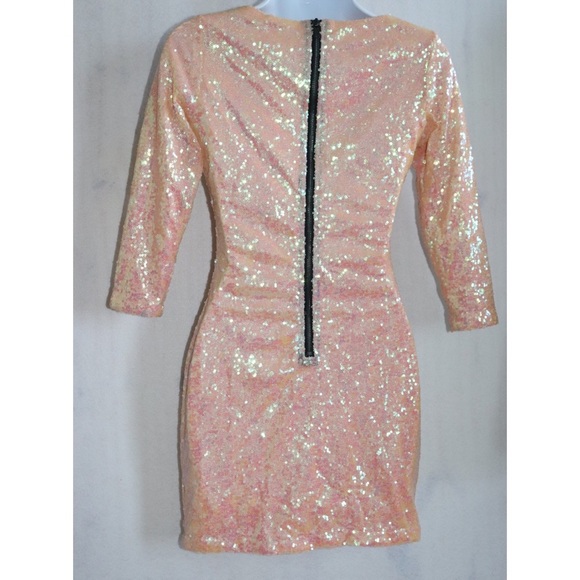 Nasty Gal Glamorous Peach Metallic Iridescent Sequin Dress - Picture 2 of 14